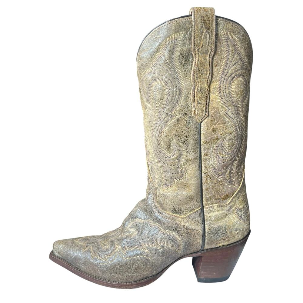 Dan Post Women’s El Paso Brown Distressed Embossed Cowgirl Boots Size US 7 M - Picture 3 of 10
